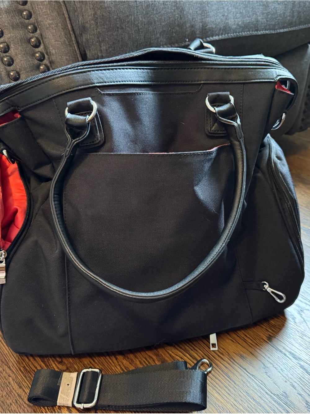 Sarah Wells Black “Claire” Tote Bag with Removable Strap